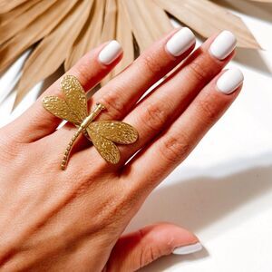 Gold dragonfly ring
